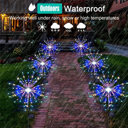 1 pack Solar Firework Light Outdoor - Waterproof Garden Flower Lights with 8 Modes - Decorative Fairy Lights for Yard, Patio, Pathway, and Courtyard - Outdoor Lighting Decoration