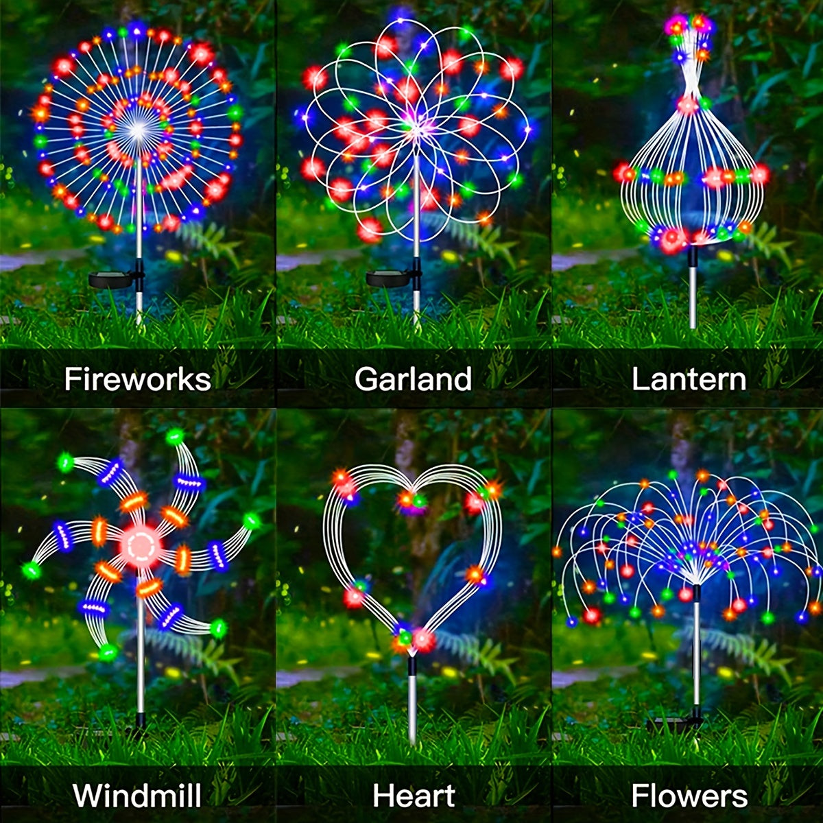 1 pack Solar Firework Light Outdoor - Waterproof Garden Flower Lights with 8 Modes - Decorative Fairy Lights for Yard, Patio, Pathway, and Courtyard - Outdoor Lighting Decoration