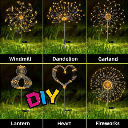 1 pack Solar Firework Light Outdoor - Waterproof Garden Flower Lights with 8 Modes - Decorative Fairy Lights for Yard, Patio, Pathway, and Courtyard - Outdoor Lighting Decoration