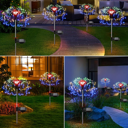 1 pack Solar Firework Light Outdoor - Waterproof Garden Flower Lights with 8 Modes - Decorative Fairy Lights for Yard, Patio, Pathway, and Courtyard - Outdoor Lighting Decoration