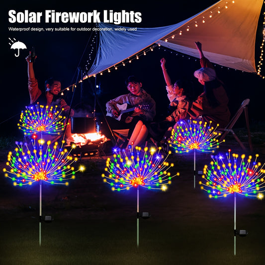 1 pack Solar Firework Light Outdoor - Waterproof Garden Flower Lights with 8 Modes - Decorative Fairy Lights for Yard, Patio, Pathway, and Courtyard - Outdoor Lighting Decoration